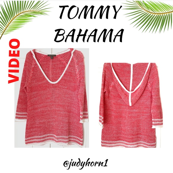 TOMMY BAHAMA Open Weave Hoodie Sweater - Picture 1 of 11